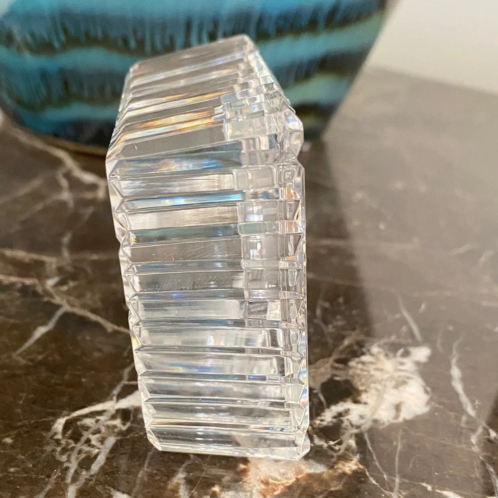 Waterford Crystal Rectangular Desk Clock Silver Ireland New in Box 2.5x3.5